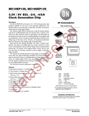 MC10EP139DWR2 datasheet  